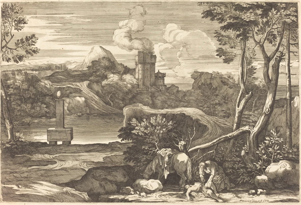 Il samaritano versa olio e vino nelle ferite dell'uomo dato per morto - National Gallery of Art